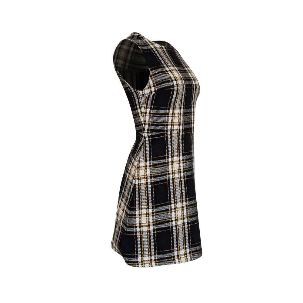 Alice & Olivia - Black, White, & Yellow Plaid Short Sleeve Dress Sz 0